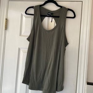 Mono B dusty olive tank top with peak a boo back. Size large. Cute for layering